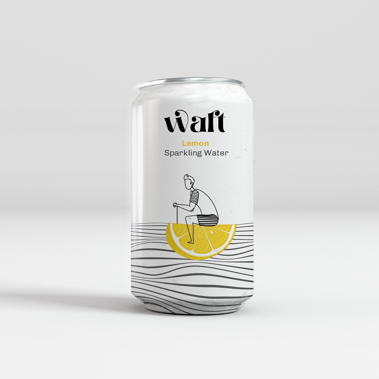 水果元素与线条插画结合！WAFT风味苏打水包装设计