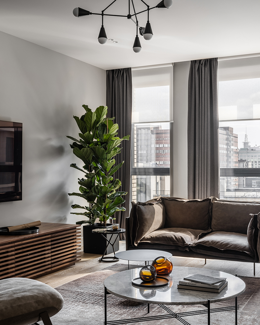美式经典和意大利现代主义元素结合！145平轻奢舒适的公寓设计
