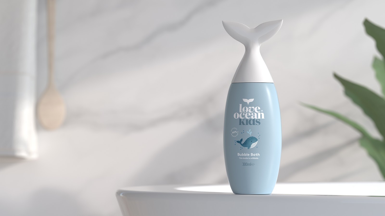 保护海洋理念，鲸鱼尾瓶造型的Love Ocean沐浴产品包装设计