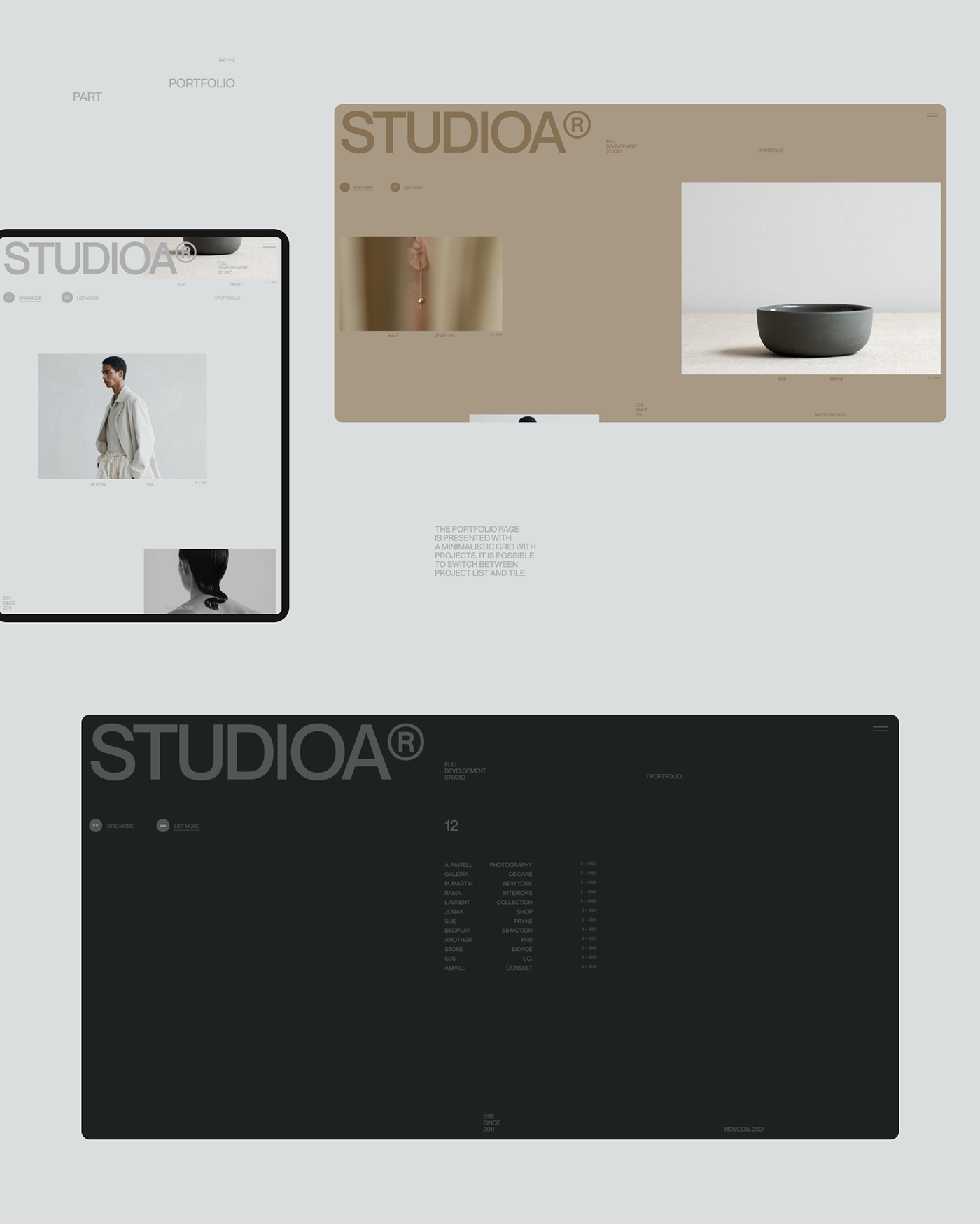 STUDIOA工作室移动端和网页设计