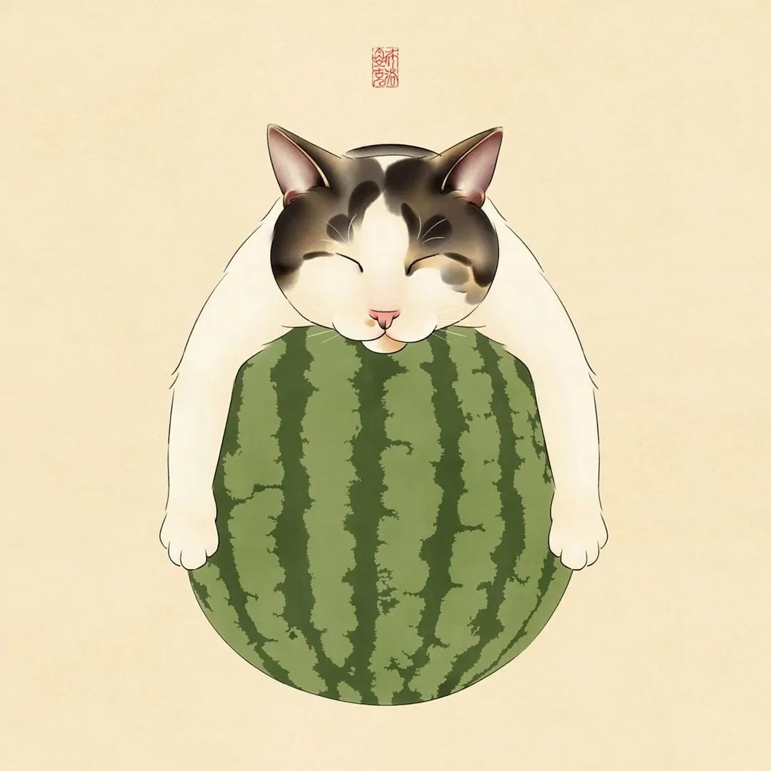Broccoli东方韵味的可爱猫咪插画作品