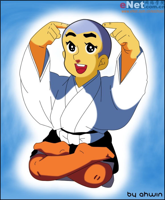 Photoshop鼠绘卡通人物一休