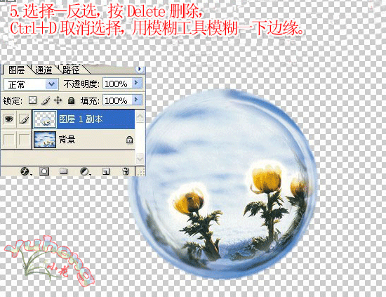 Photoshop制作梦幻花朵泡泡