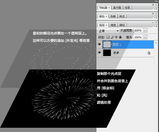 Photoshop 极坐标打造烟花效果