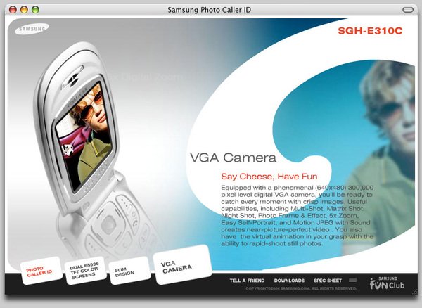 SAMSUNG E310C手机网页设计欣赏