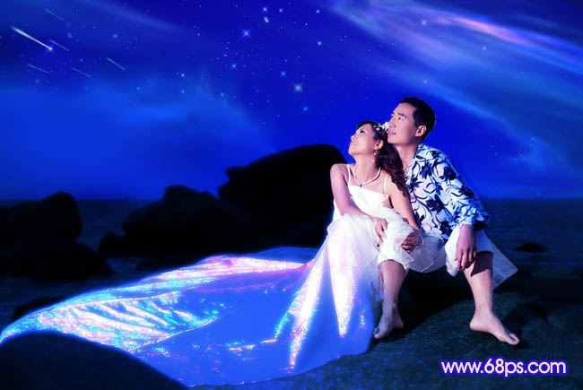 Photoshop打造梦幻色彩的夜景婚纱照