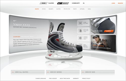 Nike Bauer冰球鞋网页设计