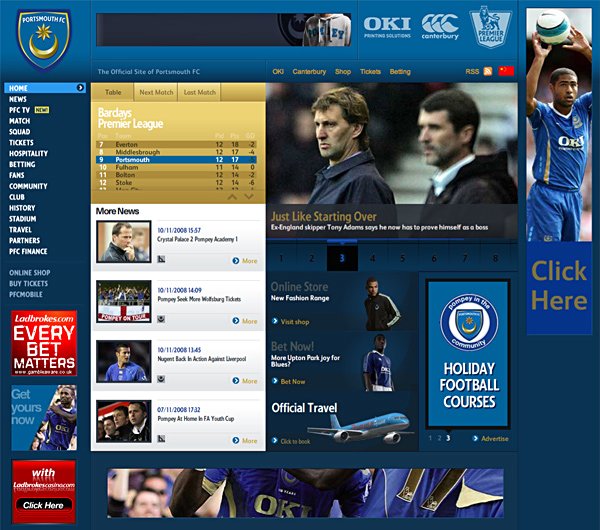 portsmouth足球俱乐部网站设计