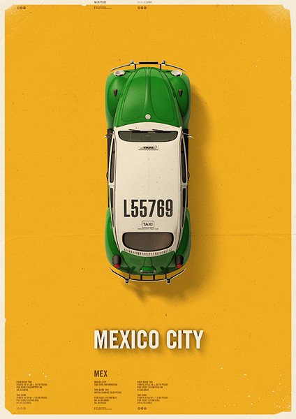 城市海报:不同城市的出租车风格