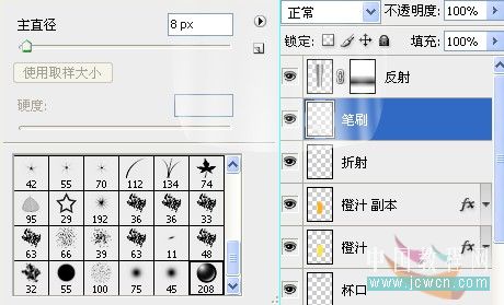 PS绘制橙汁玻璃杯