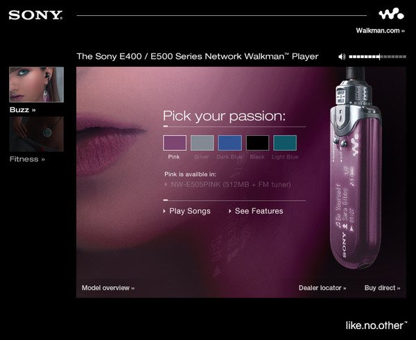 Sony  Walkman WEB界面设计欣赏