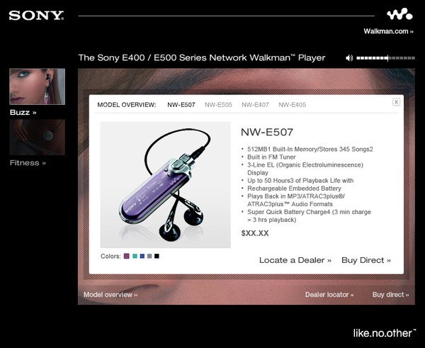 Sony  Walkman WEB界面设计欣赏