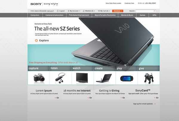 Sony Style网站界面设计