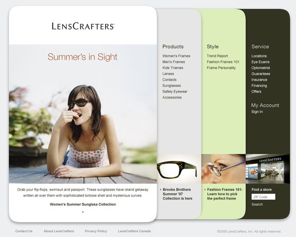 LensCrafters(亮视点)眼镜品牌网站设计