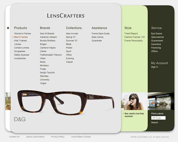 LensCrafters(亮视点)眼镜品牌网站设计