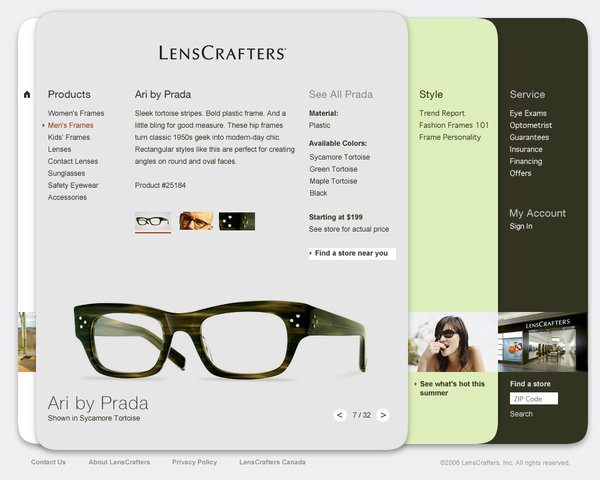 LensCrafters(亮视点)眼镜品牌网站设计