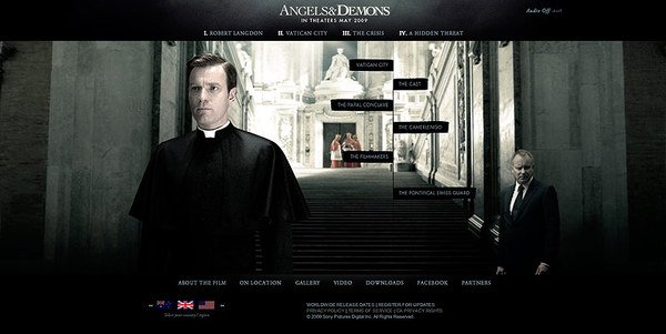 酷站欣赏:电影《天使与魔鬼(Angels & Demons)》网站