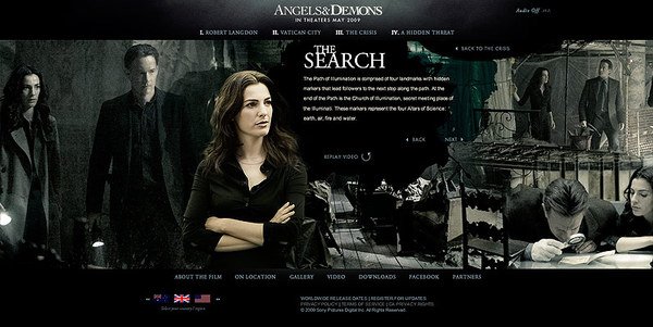 酷站欣赏:电影《天使与魔鬼(Angels & Demons)》网站