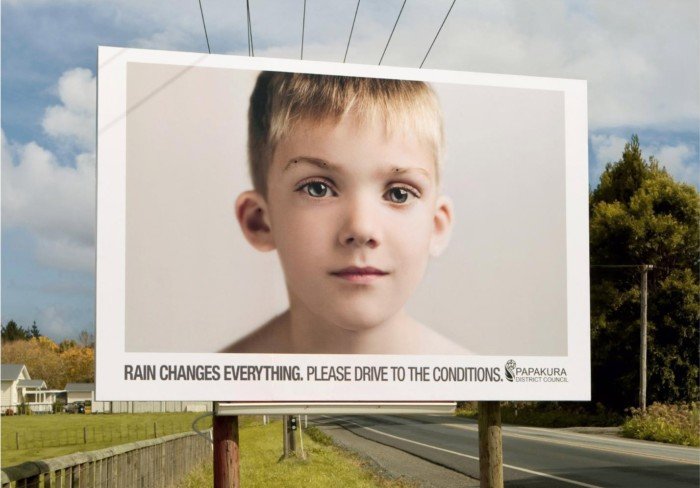 雨天请小心驾驶：道路安全创意广告