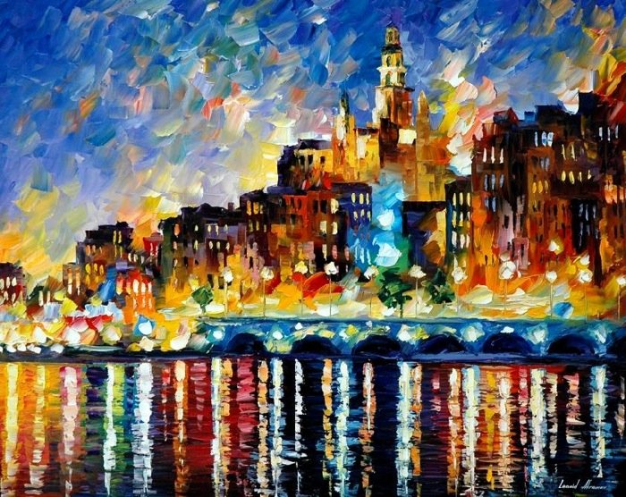 Leonid Afremov都市风景油画作品