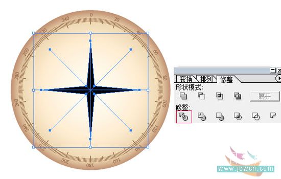 Illustrator鼠绘教程：简单绘制金色指南针(2)