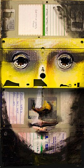 英国艺术家Nick Gentry: 电脑磁盘上的肖像画