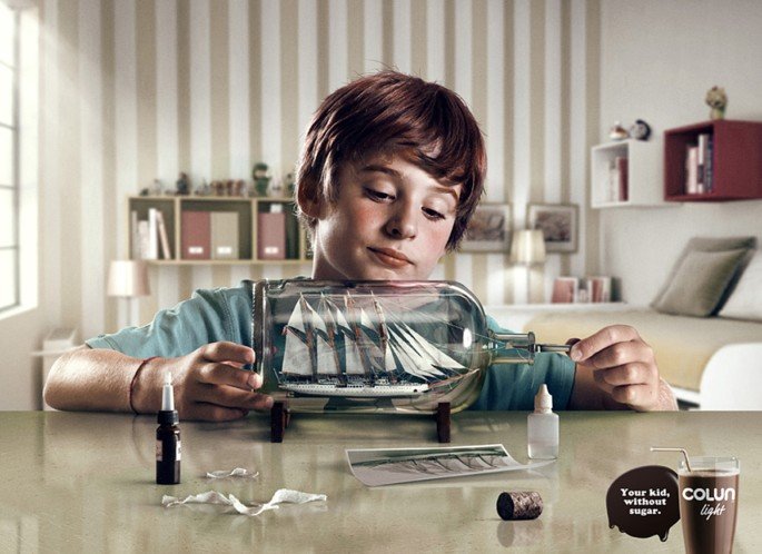 为了孩子，不加糖：Colun light饮料广告