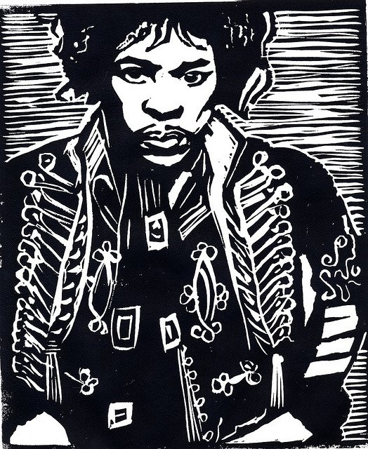 人物插画欣赏：电吉他大师Jimi Hendrix