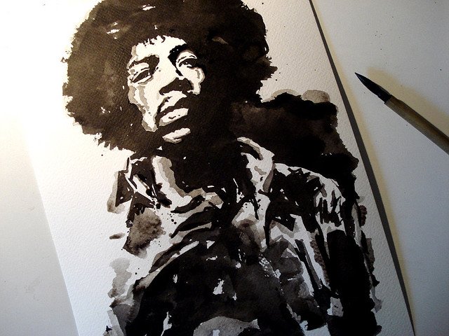 人物插画欣赏：电吉他大师Jimi Hendrix