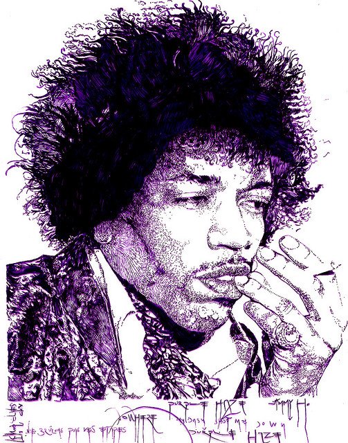 人物插画欣赏：电吉他大师Jimi Hendrix