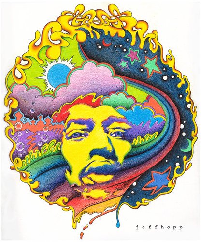 人物插画欣赏：电吉他大师Jimi Hendrix