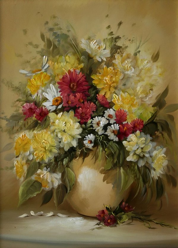 Széchenyi Szidónia：缤纷色彩的花束绘画