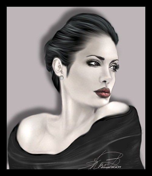 明星肖像插画：Angelina Jolie 