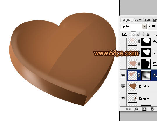 Photoshop制作光滑的巧克力立体心形