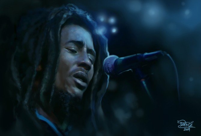 明星插画: 牙买加雷鬼音乐大师Bob Marley