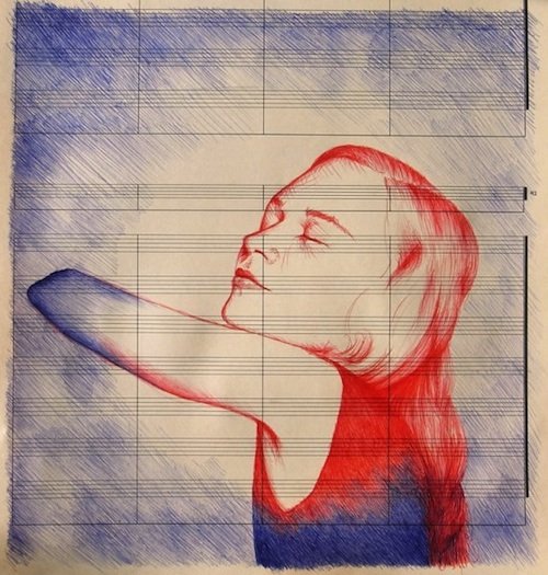 艺术家Vanessa Prager：红蓝圆珠笔的美丽乐章