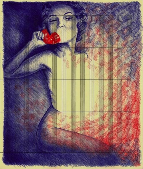 艺术家Vanessa Prager：红蓝圆珠笔的美丽乐章