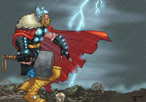 漫画英雄人物插画：雷神托尔Mighty Thor