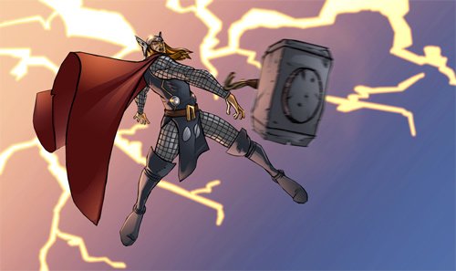 漫画英雄人物插画：雷神托尔Mighty Thor