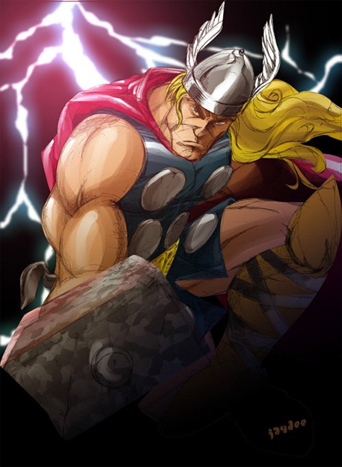 漫画英雄人物插画：雷神托尔Mighty Thor