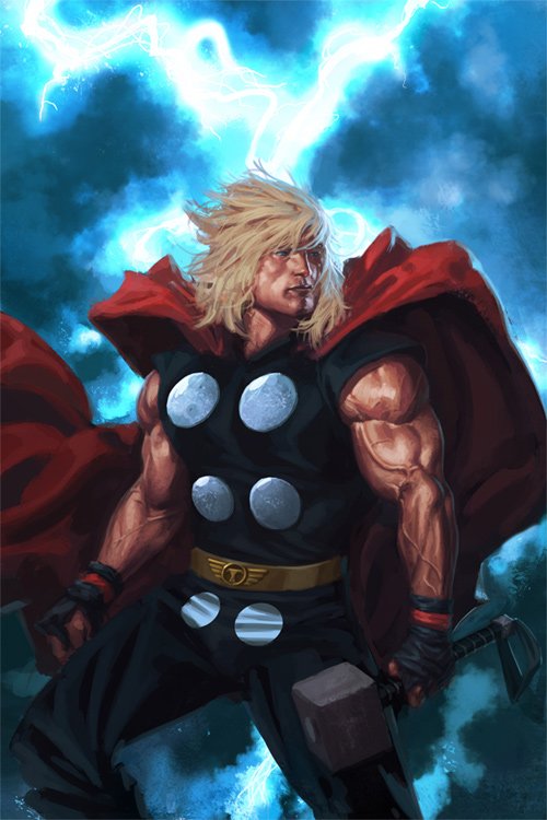 漫画英雄人物插画：雷神托尔Mighty Thor