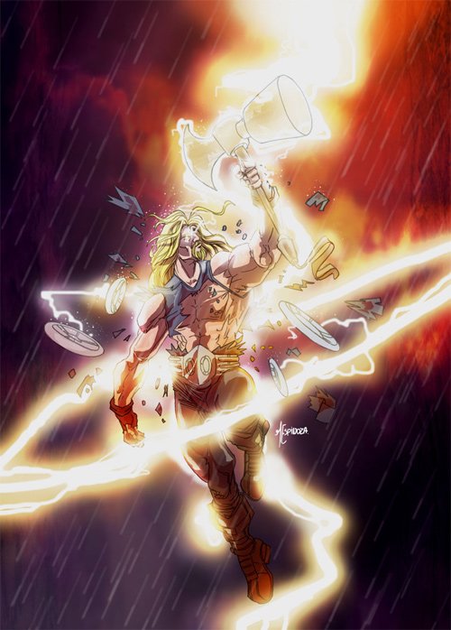 漫画英雄人物插画：雷神托尔Mighty Thor