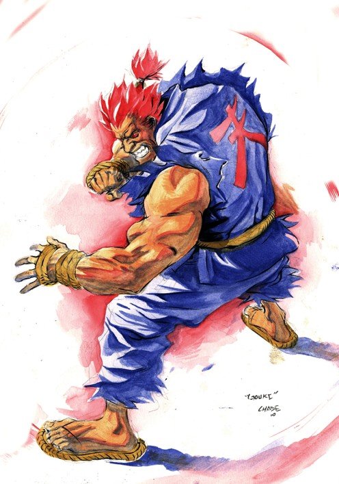 街霸游戏人物插画：Akuma(豪鬼)