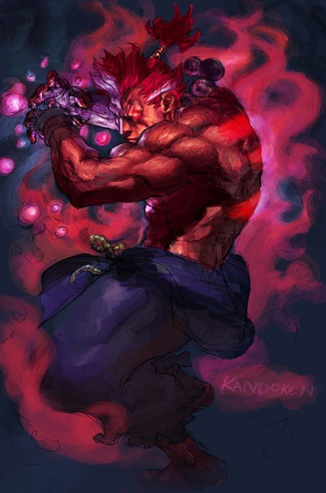 街霸游戏人物插画：Akuma(豪鬼)