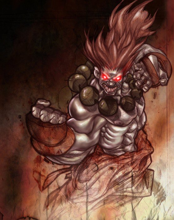 街霸游戏人物插画：Akuma(豪鬼)