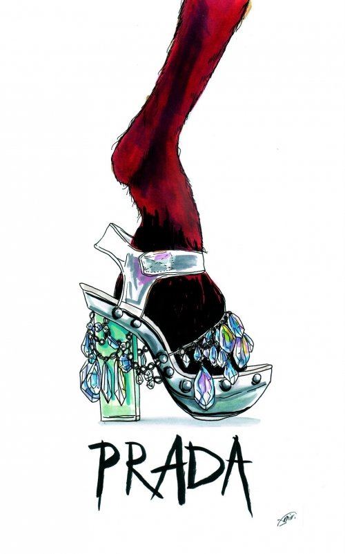 Achraf Amiri怪异的时尚鞋子插画设计