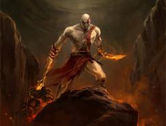 插画欣赏：游戏《战神》系列主角奎托斯Kratos