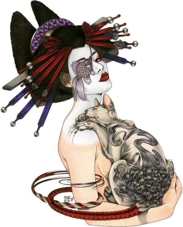 Zoe Lacchei画笔下的精致日本艺妓