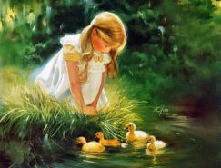 Donald Zolan儿童水彩画作