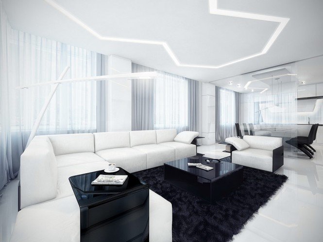 公寓设计: 未来派的黑与白
